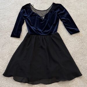 H&M Velvet Navy and Black Dress